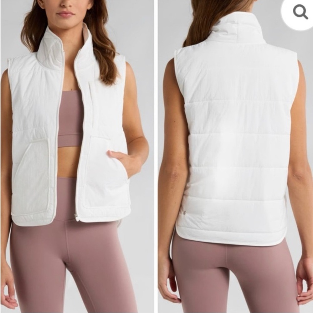 Zella White Quilted Vest Cloud White Size Medium